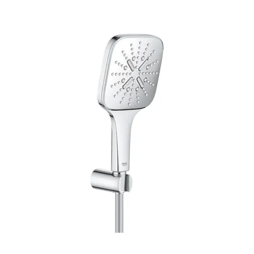 GROHE Rainshower Smartactive 130 Cube Wandhalterset - Duschbrausen mit 3 Strahlarten und EcoJoy Technologie für effizienten Wasserverbrauch und maximalen Komfort in Ihrem Badezimmer.