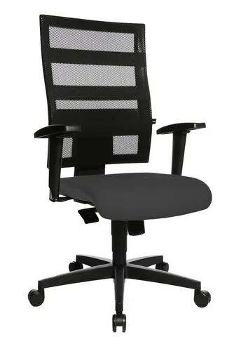Ergonomischer Bürodrehstuhl mit Armlehnen und Netzrücken - Bürostuhl mit atmungsaktivem Netzrücken, stufenlos verstellbarer Sitzhöhe und Punkt-Synchron-Mechanik für optimalen Sitzkomfort. Ideal für lange Arbeitstage.