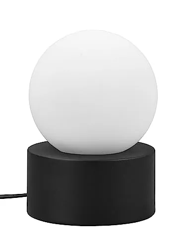 REALITY Tischleuchte Countess R59051032 - Stilvolle Tischleuchte in Schwarz mit weißem Glas, ideal für eine gemütliche Atmosphäre im Wohnbereich. E14 Sockel für einfache Lampenwechsel.