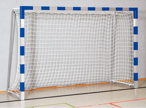 Sport-Thieme Handballtor 3x2 m - Blau-Silber, Stabil & Langlebig - Robustes Handballtor in Bodenhülsen mit verschraubten Eckverbindungen. Inklusive Netzbügeln und Pfostenverschlusskappen für hohe Stabilität und Sicherheit beim Spiel.