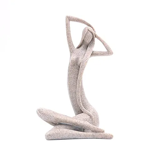 ANCLLO Sandstein-Statue aus Kunstharz, abstrakt, langhaarig, Schönheitsskulptur, kleine Kunst, Frau für Zuhause, Büro, Bücherregal, Dekoration