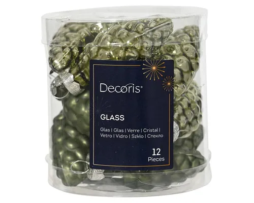Kaemingk Christbaumschmuck, Christbaumschmuck Zapfen 6cm Glas 12 Stück - Rosmarin