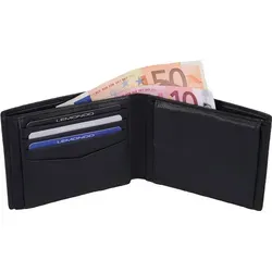 Echtleder Herrenbörse schwarz mit 8 Kreditkartenfächern - Elegante Echtlederbörse mit 8 Kreditkartenfächern und 2 Ausweissichtfenstern. Praktisch und stilvoll, ideal für alle wichtigen Karten und Dokumente. Kompakte Größe: 12x10cm, perfekte Begleitung im Alltag.