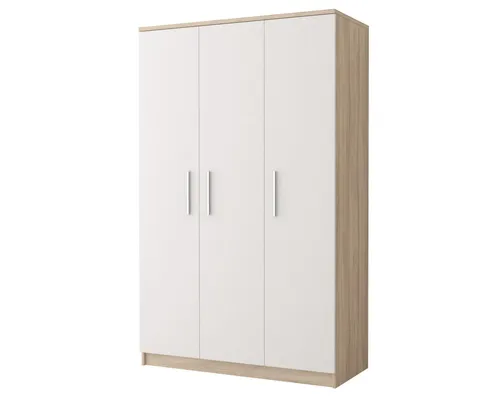 Deine Möbel 24 Kinderkleiderschrank OLMO 19 in Weiß/Grau - Praktischer 3-türiger Kleiderschrank für Kinder- und Jugendzimmer. Mit 7 Einlegeböden und Kleiderstange für optimale Stauraumnutzung. Zeitloses Design in Weiß/Grau, ideal für jeden Raum.