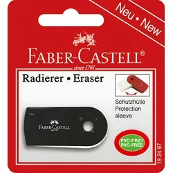 Faber Castell 182497 Radiergummi Sleeve Mini - ergonomisch geformter Qualitätsradierer in schwarz, PVC-frei für sauberes und schmierfreies Radieren