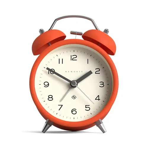 NEWGATE® Charlie Bell Echo wecker | Moderne Interpretation der klassischen doppelglockenuhr | Orange | Leicht lesbare Zahlen | Ideal für nachttisch, Schreibtisch oder Regal | Modernes Retro