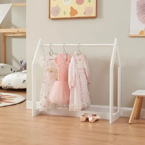 [en.casa] Garderobenständer Værløse mit Kleiderstange freistehend 78 x 75 x 35 cm Kinder-Kleiderständer für Kinderzimmer Schlafzimmer Weiß