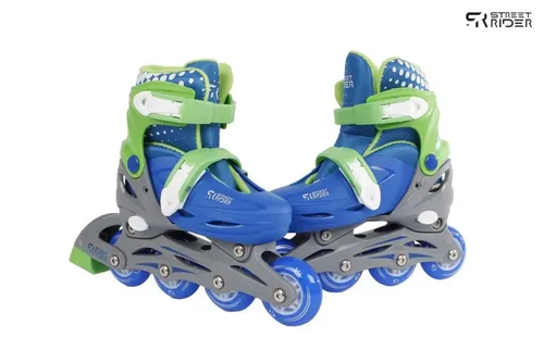 Kids Globe 720512 Street Rider Inlineskates - verstellbar von Größe 31-34, abec7 Alurahmen für optimalen Fahrspaß in trendigem grün-blau