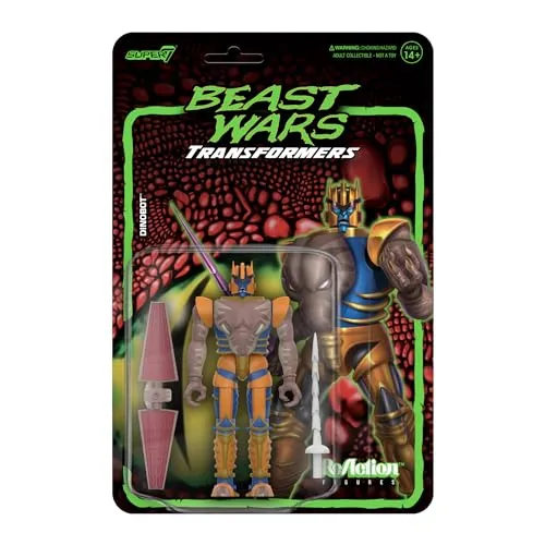 Super7 - Transformers - ReAction Wv 7 Beast Wars - Dinobot - Action- & Spielfiguren, detailgetreue Nachbildung des beliebten Dinobot aus der Beast Wars Reihe, ideal für Sammler und Fans!