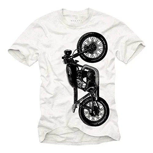 Vintage Biker T-Shirt Herren - CB 550 Cafe Racer Umbau - Geschenke für Motorradfahrer Weiß XL