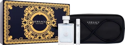 Versace Pour Homme Set 100ml EDT + 10ml EDT + Tasche - Elegantes Versace Pour Homme Set mit 100ml Eau de Toilette und praktischen 10ml Travel Spray. Ideal für Männer, die Stil und Klasse schätzen. Perfekt für unterwegs und in der Freizeit.