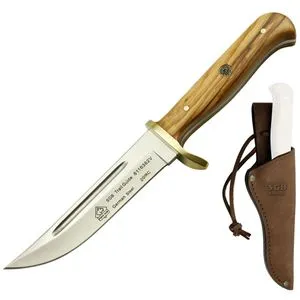 Puma-Knives Jagdmesser SGB Trail Guide mit Lederscheide - Taschenmesser mit 12 cm Up-Swept-Klinge aus 1.4116 Stahl, ideal zum Ausweiden und Häuten. Inklusive eleganter Lederscheide für sicheren Transport.