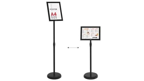 ALLboards Werbeständer A4, stabiler Kundenstopper mit Aluminiumrahmen - Präsentationsständer für Firmen & Büros, stabiler Fuß für sicheren Stand und einfacher Austausch von Inhalten – ideal für Werbung und Wegweiser im Innenbereich.