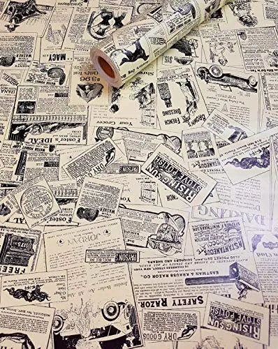 Visario Tapeten Folie 3000-S selbstklebend Farbe Zeitung Gazette Dekor 10 m x 45 cm Dekorfolie Möbelfolie Tapete 3029