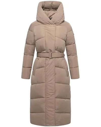 Navahoo Steppmantel Eisblick 14 - Gesteppter Damen Mantel mit Taillengürtel in Braun - Funktionsjacken, wasserabweisend und wärmend mit figurumspielendem Schnitt und praktischem Taillengürtel für einen perfekten Sitz.