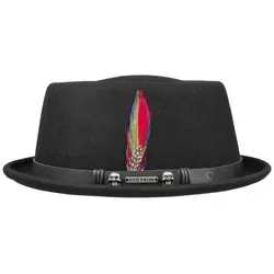 Stetson Filzhut - Eleganter Pork Pie aus Wollfilz - Filzhüte mit einzigartiger Leder-Garnitur und farbiger Feder, ideal für stilbewusste Männer. Der Stetson Filzhut vereint Komfort und modisches Design.