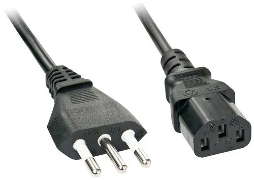 LINDY Strom Anschlusskabel [1x Italien-Stecker - 1x Kaltgeräte-Buchse C13] 2.00 m Schwarz