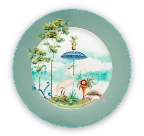 PiP Studio Speiseteller Jolie Blue 32 cm - Eleganter Speiseteller mit tropischem Design, ideal für festliche Anlässe und Urlaubsfeeling. Handwäsche empfohlen für langanhaltende Freude.
