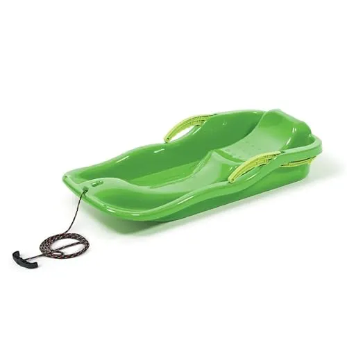 Prosperplast Schlitten Race Grün | schneller Kunststoffschlitten für Schnee & Abfahrten | robust & frostbeständig | leicht & kompakt | strapazierfähig & langlebig | 87×40×18 cm