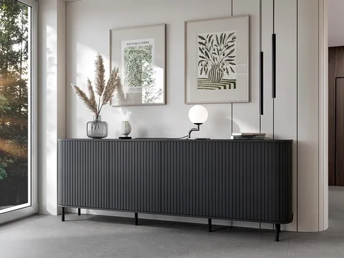 Kommode Sideboard Beistellkommode 4D ZILLO Schwarz 215x75x37cm