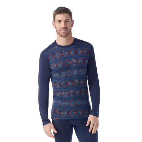 Smartwool Funktionsunterwäsche Langarmshirt Classic Thermal Herren (100% Merinowolle, navyblau, Größe L) - Entdecke das Classic Thermal Merino Langarmshirt für Herren. Der Rundhalsausschnitt und die nahtlosen Schultereinsätze bieten optimalen Komfort. Ideal für kalte Tage und vielseitig einsetzbar – perfekt für Outdoor-Aktivitäten!
