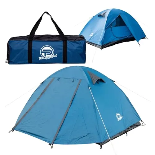 Campingzelt für 1-2 Personen – leicht, stabil und wasserdicht - Kuppelzelt für 1-2 Personen, doppelwandig mit 2 Eingängen, Moskitonetz und fluoreszierenden Abspannleinen. Ideal für Wanderungen, bietet maximalen Schutz und Komfort bei nur 3,55 kg.