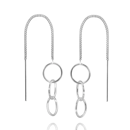 MATERIA 925 Silber Ohrringe Durchzieher - Damen Ohrhänger lang Ringe inkl. Box