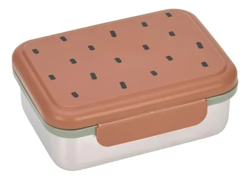 LÄSSIG Kinder Brotdose Edelstahl Lunchbox Frühstücksbox Nachhaltig Kindergarten Schule/Happy prints caramel