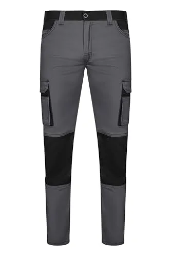 VELILLA Stretch, zweifarbig, Arbeitshose für Erwachsene, Unisex, Schwarz/Grau, 32