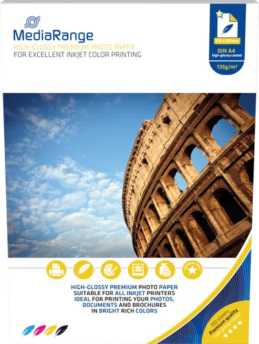 MR INK107 - DIN A4, Inkjet, Fotopapier, glänzend, 135 g/m², 100 Blatt