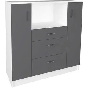 VCM Küchenschrank - Mikrowellenschrank mit Schubladen - Einbauküchen-Komponenten mit pflegeleichter Oberfläche, zwei Drehtüren und drei praktischen Schubladen für optimalen Stauraum.