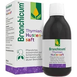 BRONCHICUM Thymian Hustensaft 200 ml - Arzneimittel zur Linderung von Erkältungsbeschwerden der Atemwege, mit hochwertigem Thymiankraut-Fluidextrakt für effektive Schleimlösung.