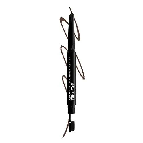 NYX Professional Makeup Augenbrauenstift mit Wachs-Formel, präziser Spitze und Verblender-Bürste, Fill & Fluff Eyebrow Pomade Pencil, Brunette (Braun)