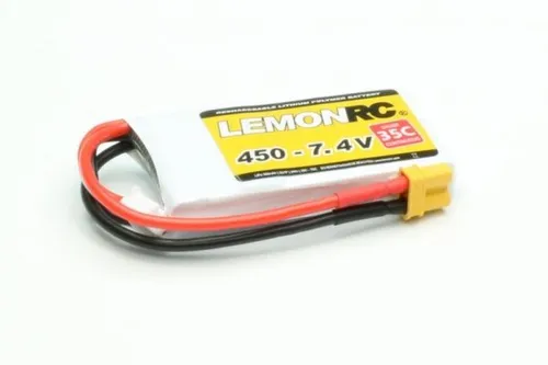 LemonRC LiPo Akku 450 - 7.4V 35C, leistungsstarker Softcase Akku mit hoher Entladeleistung für Funktionsmodellbau