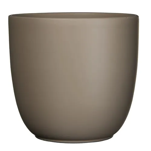 Annastore Blumenübertopf Tusca aus Keramik - Übertopf - Blumentopf - Übertöpfe - Blumentöpfe (Taupe/Matt, H 18,5 cm - Ø 19,5 cm)