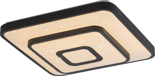 JUST LIGHT Deckenleuchte TURANUS 37.50x37.50 cm - Schwarz - Moderne Deckenlampe in Schwarz, mit warmweißem Licht (2500-3000 K) und 850 lm, ideal für stimmungsvolle Beleuchtung in jedem Raum.