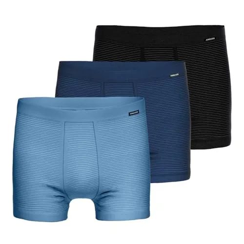Ammann 3er Pack Herren Unterhose Unterwäsche Boxershort Jeans Classic Short, Farbe:Mehrfarbig, Größe:7, Artikel:-22/125/183 dunkelblau/hellblau/anthrazit