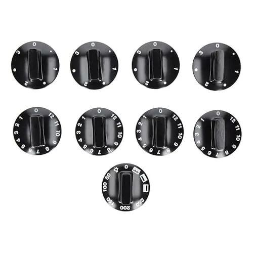 LUTH Premium Profi Parts Drehknopfset 9-Teilig Schwarz Universal für Herd Europart