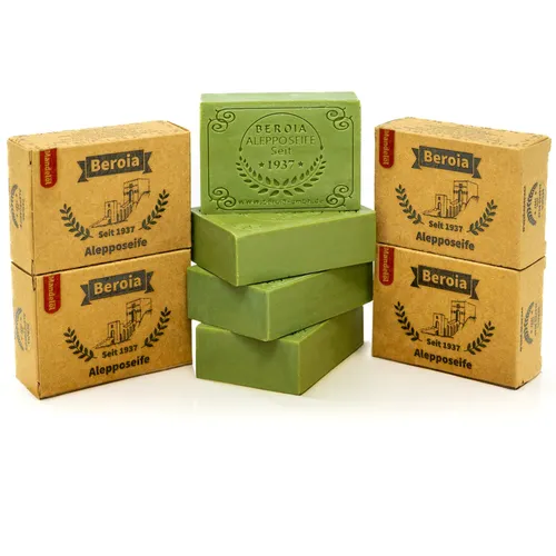 4er Pack Olivenöl Seife Alepposeife mit Mandelöl Vegan Natürlich Rückfettend