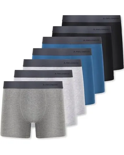 FM London 7er-Pack Boxershorts für Herren ohne Etikett - Atmungsaktive, Weiche und Dehnbare Unterhosen für Männer mit Hohem Baumwollanteil Mehrfarbig,L