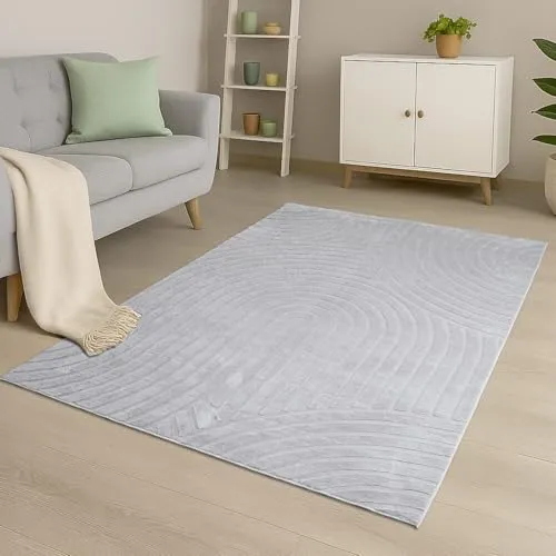 carpet city Teppich Wohnzimmer Kurzflor - 200x290 cm in Grau - Moderne Teppiche für Wohnzimmer, Schlafzimmer und Flur mit weicher Soft-Touch Haptik und geometrischem Wellen-Muster in 3D-Optik für ein gemütliches Zuhause.