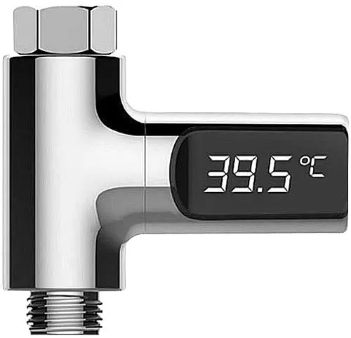 Produktbild BadeStern Duschthermometer: Batterieloses Armatur-Thermometer mit LED-Display