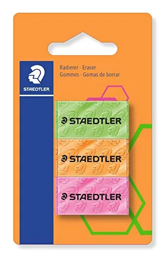 STAEDTLER 526F BK3 Radierer neon, sortiert, 3 ST auf Blisterkarte