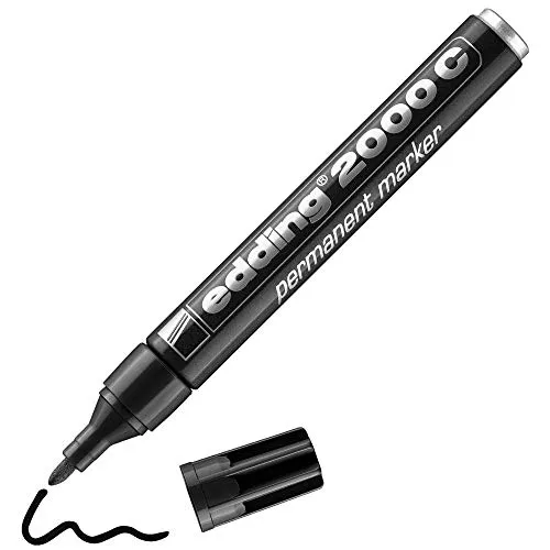 edding 2000 C Permanentmarker - schwarz - 1 Stift - Rund-Spitze 1,5-3 mm - schnell trocknender Permanent Marker - wasserfest, wischfest - für Karton, Kunststoff, Holz, Metall - Universalmarker