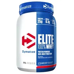 Dymatize Elite 100% Whey Strawberry Blast 942g - Proteinreiches Molkenpulver - Molkenproteine mit 25g Protein pro Portion und nur wenig Zucker, ideal für Athleten zur Unterstützung von Kraftaufbau und Muskelerhalt.