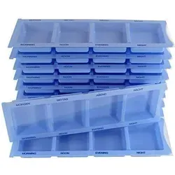 Medi-Inn Medikamentendispenser XL Spezial, 4 Fächer für 1 Tag, blau - Medizinischer Bedarf mit transparentem Schiebeblister zur einfachen Sortierung von Medikamenten für Morgen, Mittag, Abend und Nacht. Ideal für eine strukturierte Einnahme!