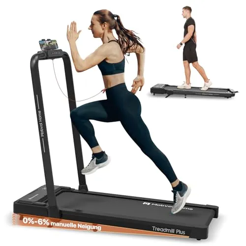 Mobvoi Home 3-in-1 Laufband Zusammenklappbar mit 6% Steigung Intelligente KI 2,5 PS Kompaktes Tragbares Lauf- und Gehgerät für unter den Schreibtisch mit Fernbedienung, TicSports APP, 120 kg 12 km/h
