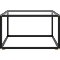 vidaXL Couchtisch Schwarz mit Hartglas 60x60x35 cm - Modernen Couchtisch aus Hartglas und pulverbeschichtetem Stahl, stark und langlebig. Ideal für Snacks und Getränke, leicht zu reinigen – perfekte Ergänzung für Ihr Wohnzimmer.
