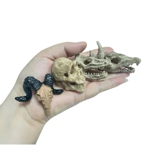 Aquarium-Dekoration, realistische Tierschädel, kleiner Totenkopf, Kunstharz, Skulptur, Fischgarnelen, Unterschlupf, Höhle, Versteck, Schildkröte, versteckte Aquarium-Dekoration,