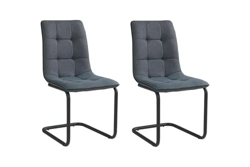 Home4You Freischwinger Schwingstuhl 2er Set, Dunkelgrau - Moderne Freischwinger aus strapazierfähigem Webstoff mit elegantem Keder, ideal für Essbereiche oder Wohnzimmer, belastbar bis 120 kg.